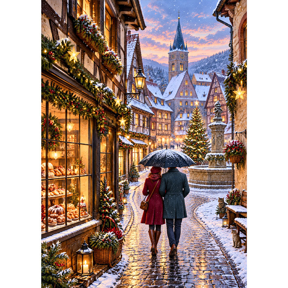 5D Diamond Painting – Winterliebe im Weihnachtsstädtchen | Unique Diamond