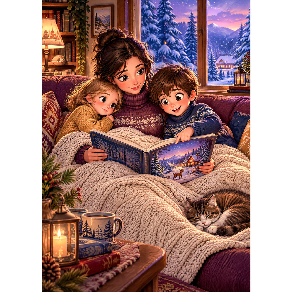 5D Diamond Painting – Wintermärchen unter der Kuscheldecke | Unique Diamond

