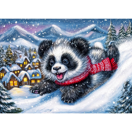 5D Diamond Painting – Winterspaß im Schneedorf, Unique-Diamond