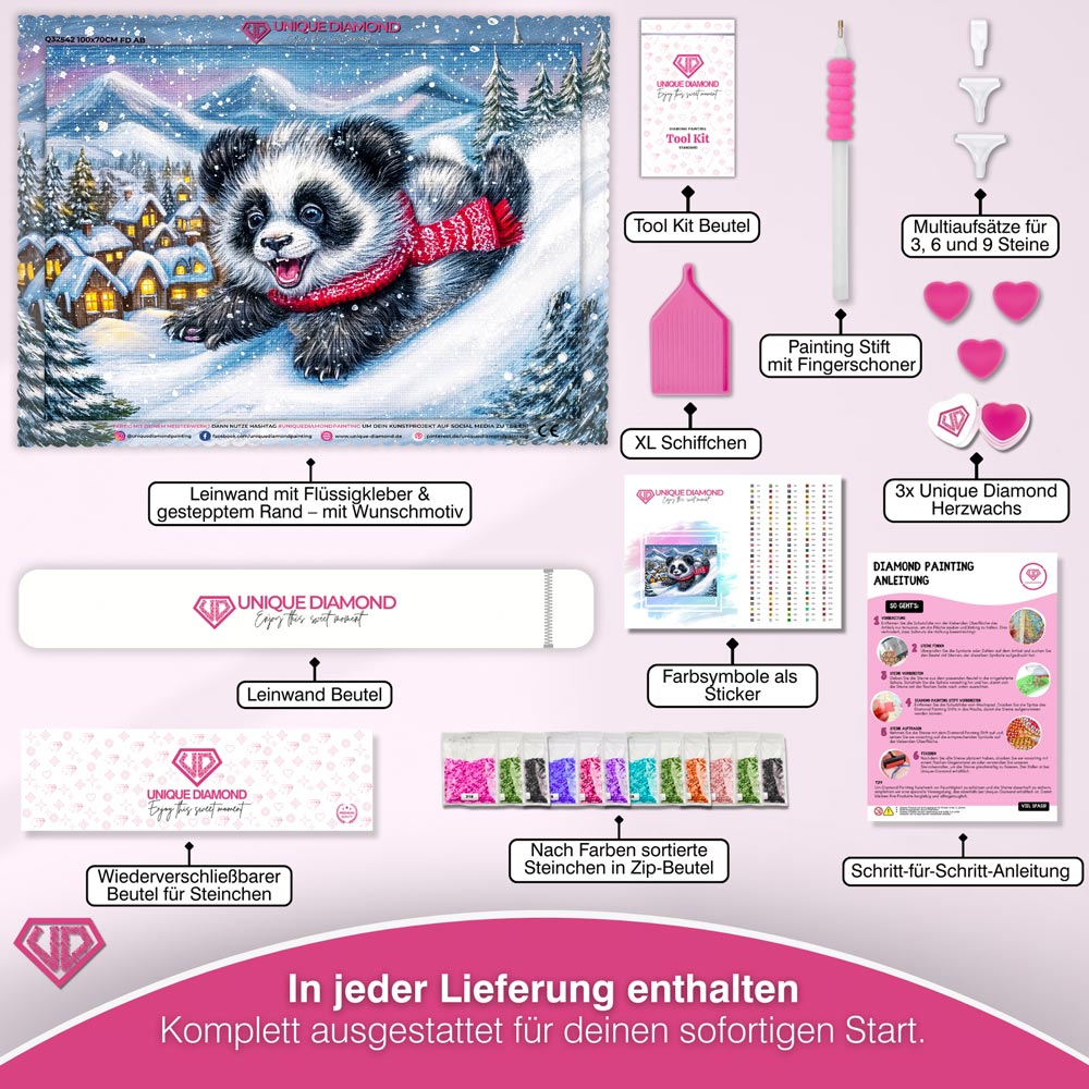 5D Diamond Painting – Winterspaß im Schneedorf, Unique-Diamond