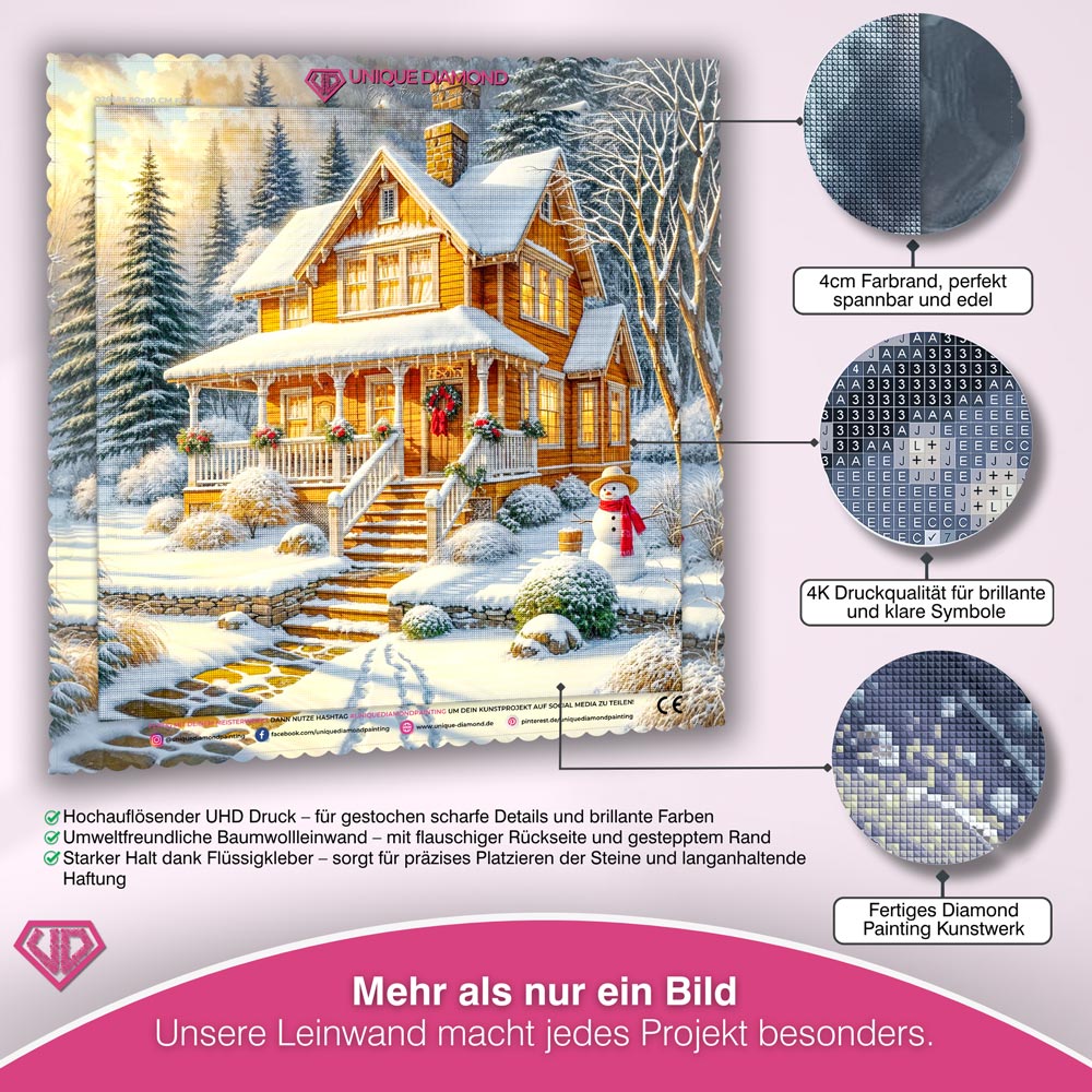 5D Diamond Painting – Wintertraum am Waldrand Unique-Diamond