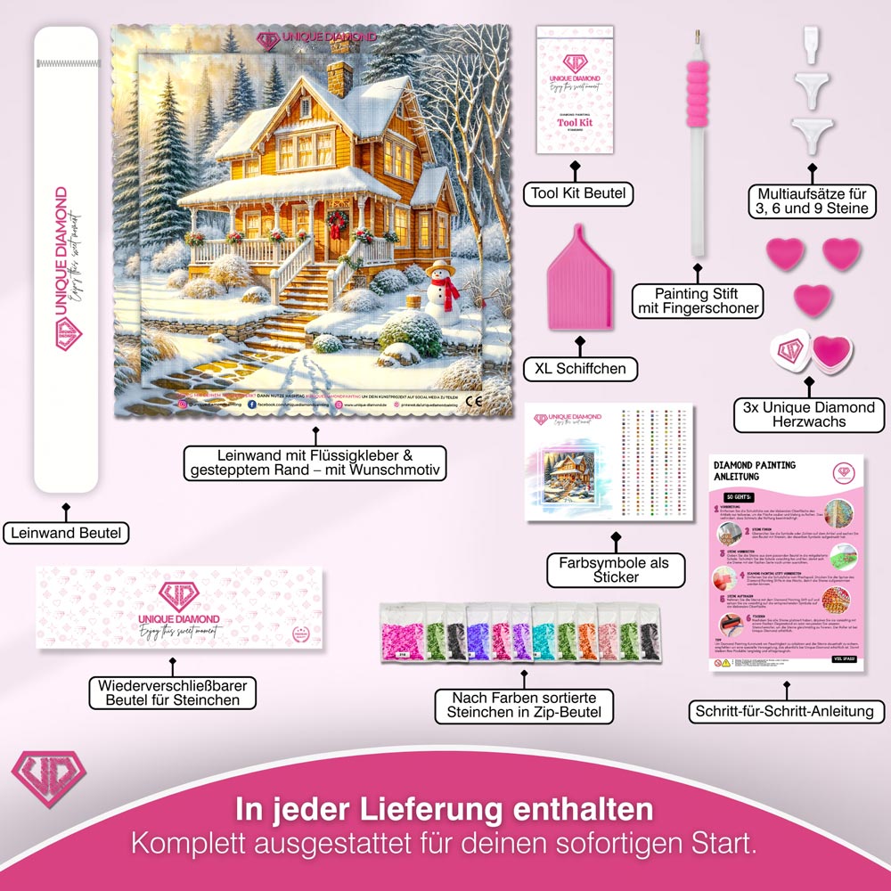 5D Diamond Painting – Wintertraum am Waldrand Unique-Diamond