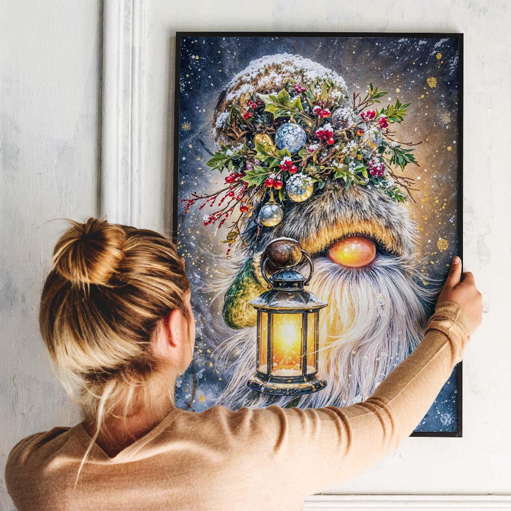 5D Diamond Painting – Winterwichtel mit Laterne, Unique-Diamond