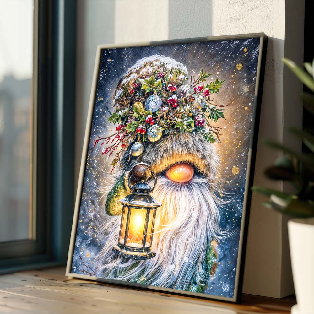 5D Diamond Painting – Winterwichtel mit Laterne, Unique-Diamond