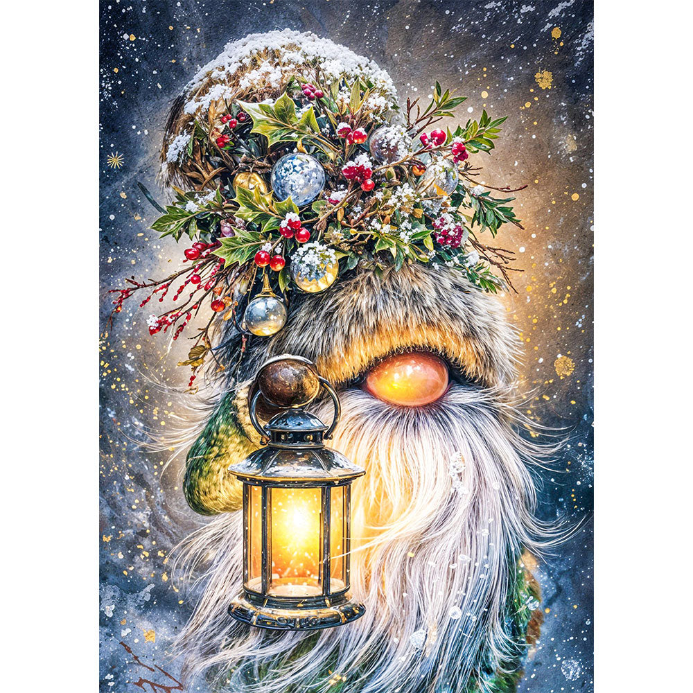 5D Diamond Painting – Winterwichtel mit Laterne, Unique-Diamond