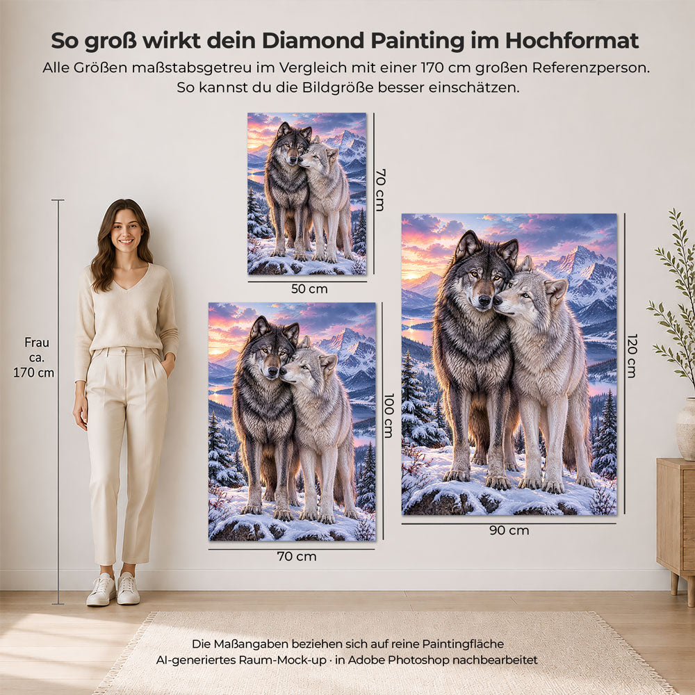 5D Diamond Painting – Wolfsverbunden im Winterlicht