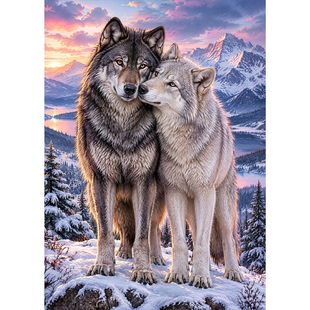 5D Diamond Painting – Wolfsverbunden im Winterlicht | Unique Diamond