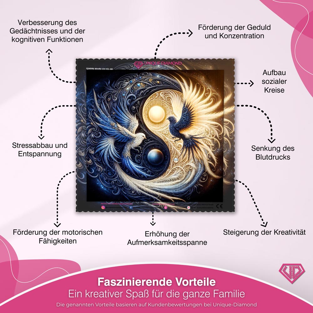5D Diamond Painting – Yin und Yang Phönix-Vögel, Unique-Diamond
