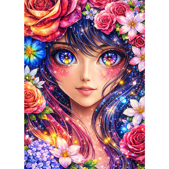 5D Diamond Painting – Yuna Sternenblüte der Farben, Unique-Diamond