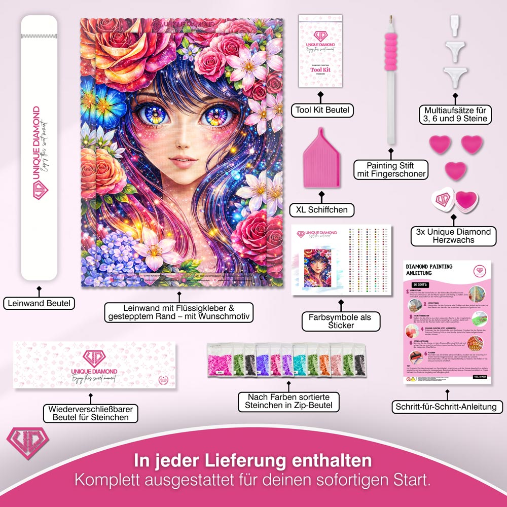 5D Diamond Painting – Yuna Sternenblüte der Farben