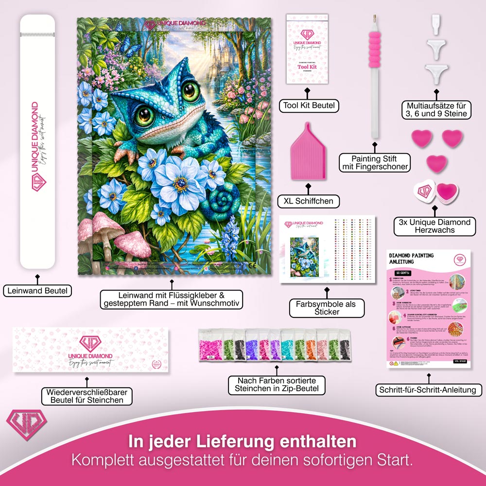 5D Diamond Painting – Zauberchamäleon am Märchensee