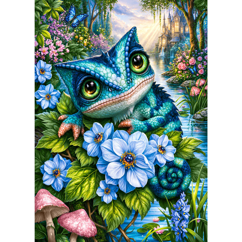 5D Diamond Painting – Zauberchamäleon am Märchensee | Unique Diamond