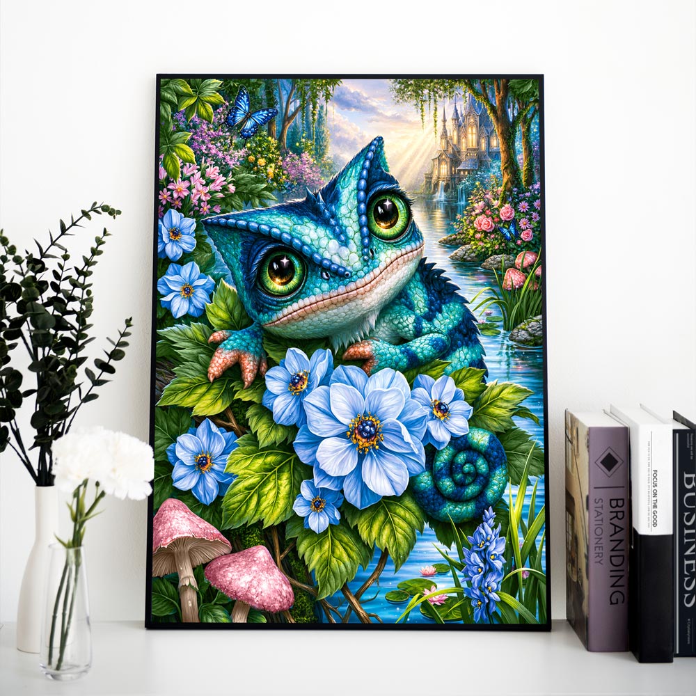 5D Diamond Painting – Zauberchamäleon am Märchensee