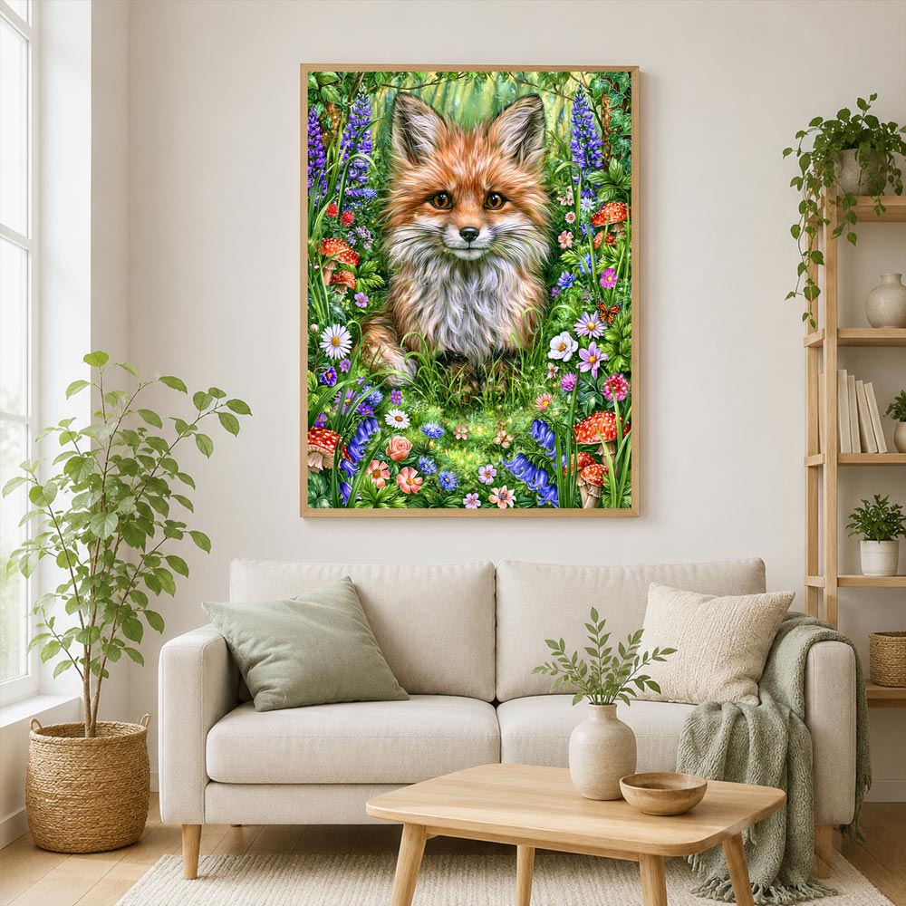5D Diamond Painting – Zauberfuchs im Blütenwald