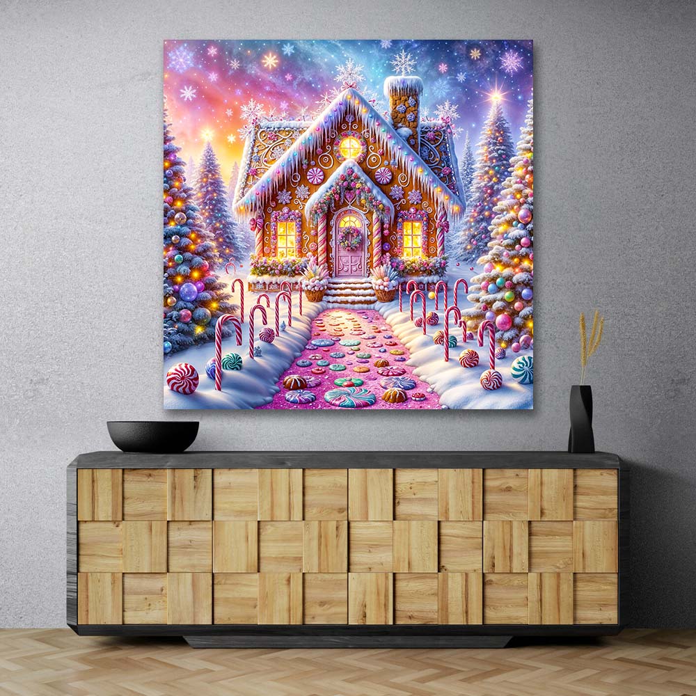 5D Diamond Painting – Zauberhaftes Lebkuchenhaus, Unique-Diamond