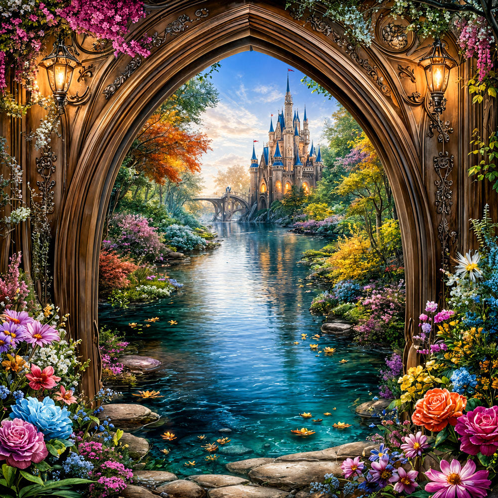5D Diamond Painting – Zauberschloss am Kristallfluss | Unique Diamond