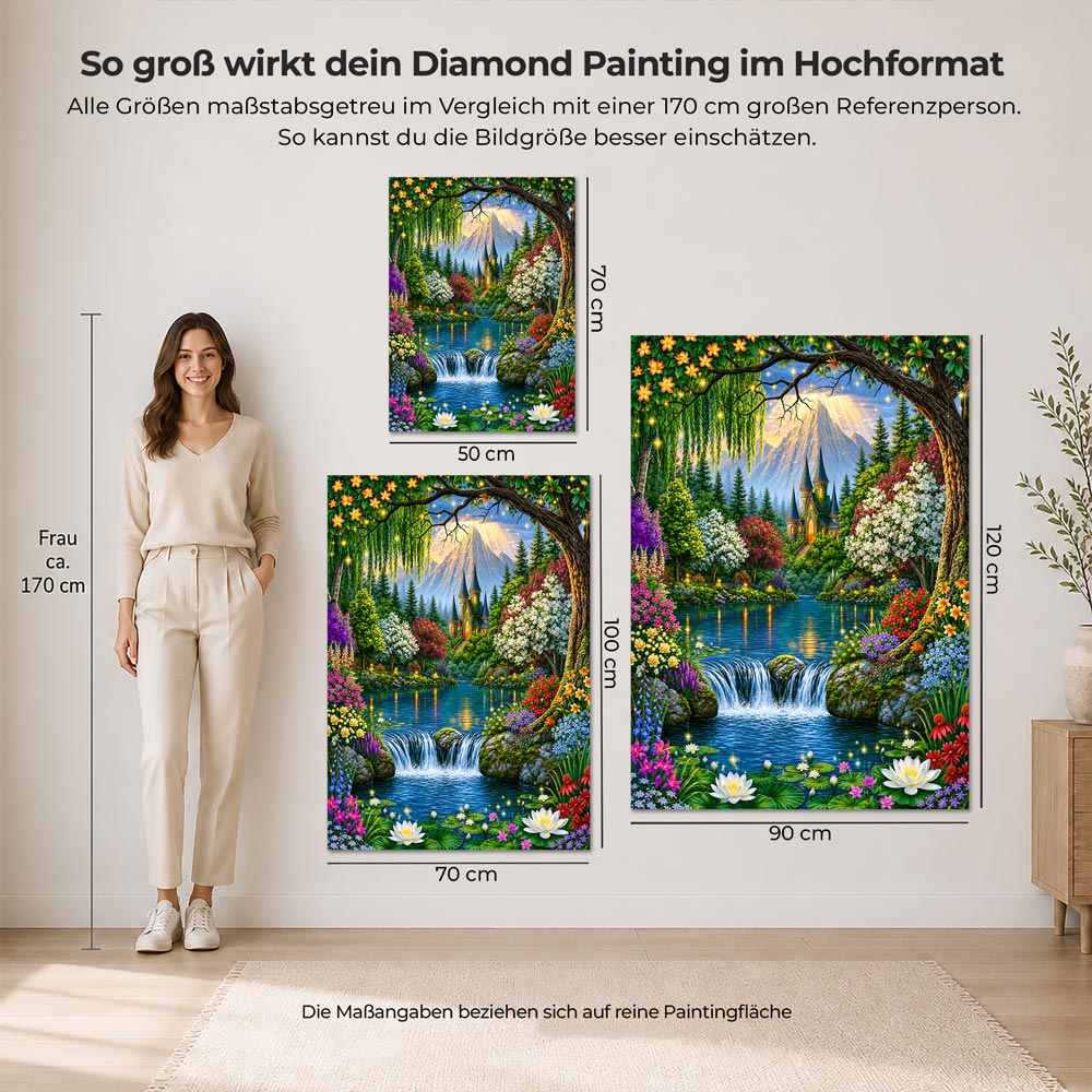 5D Diamond Painting – Zauberschloss am Kristallsee