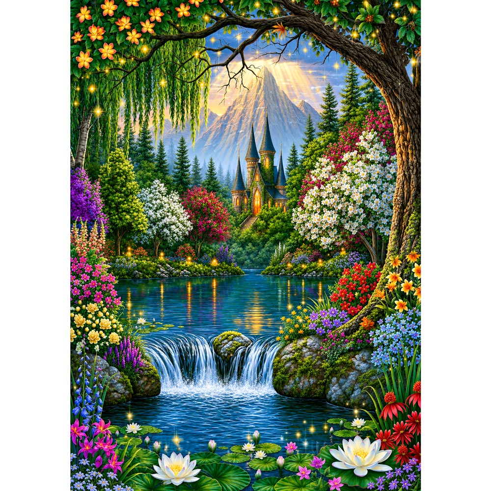 5D Diamond Painting – Zauberschloss am Kristallsee | Unique Diamond