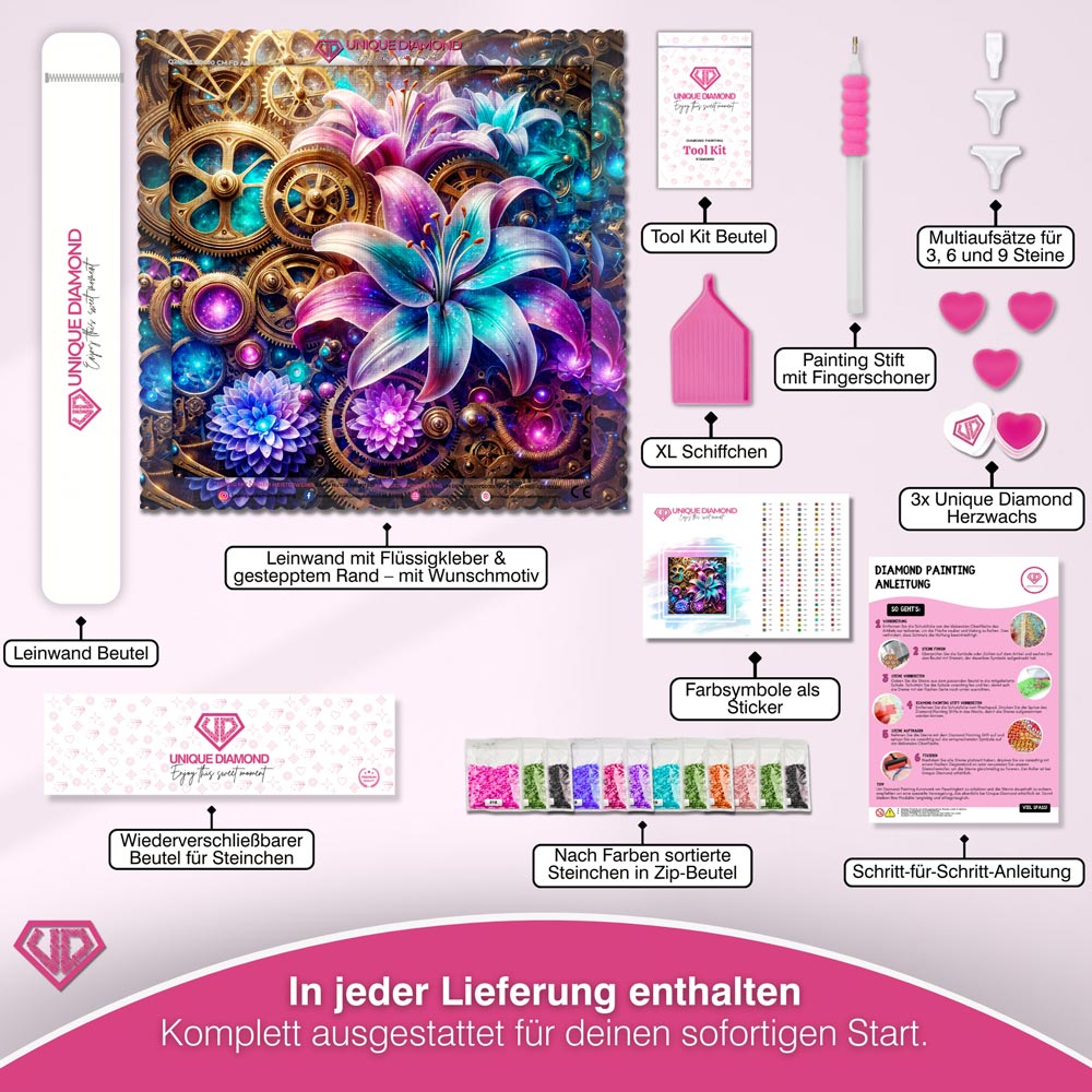 5D Diamond Painting – Zeitblüten des Universums Unique-Diamond