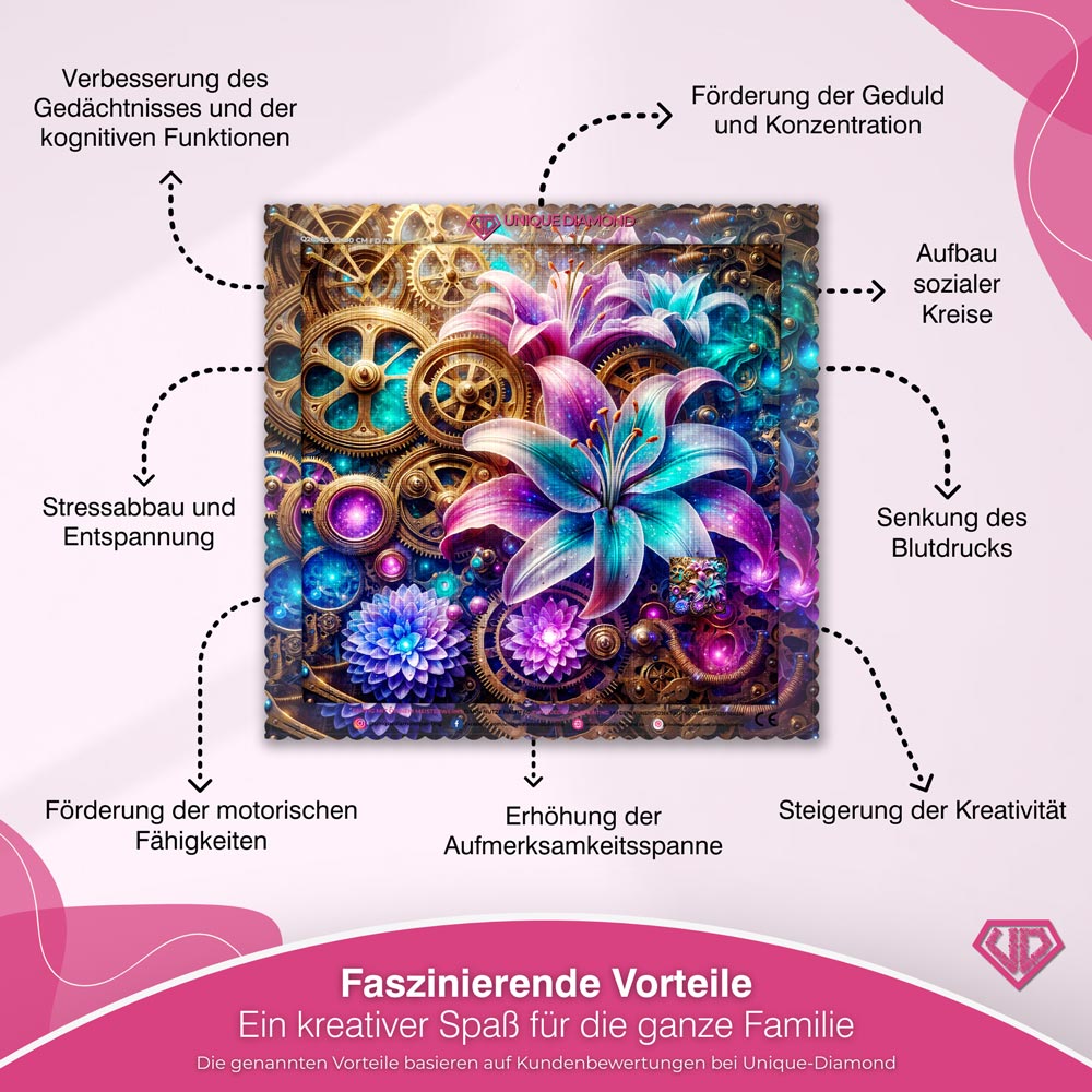 5D Diamond Painting – Zeitblüten des Universums Unique-Diamond