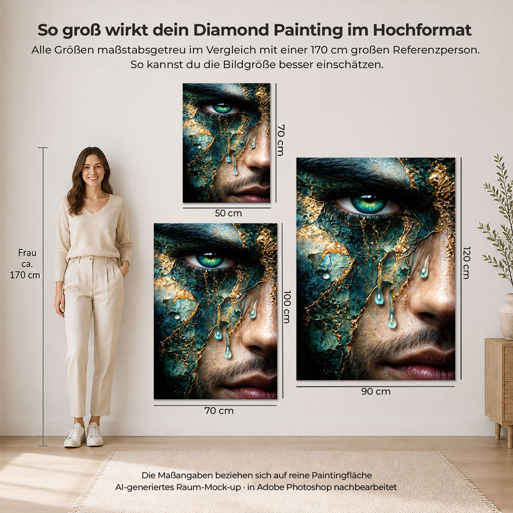 5D Diamond Painting – Zerbrochene Seele in Smaragd & Gold