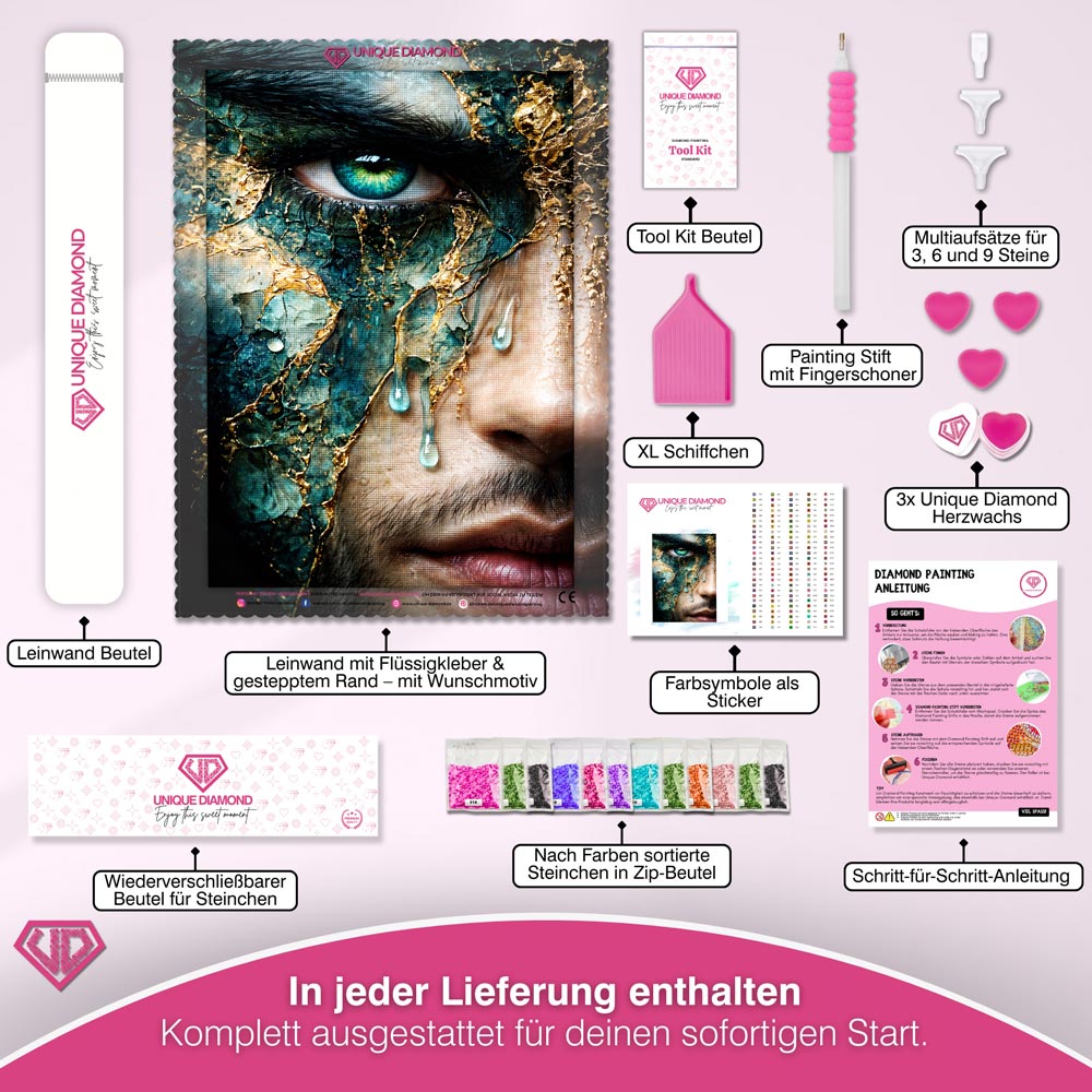 5D Diamond Painting – Zerbrochene Seele in Smaragd & Gold
