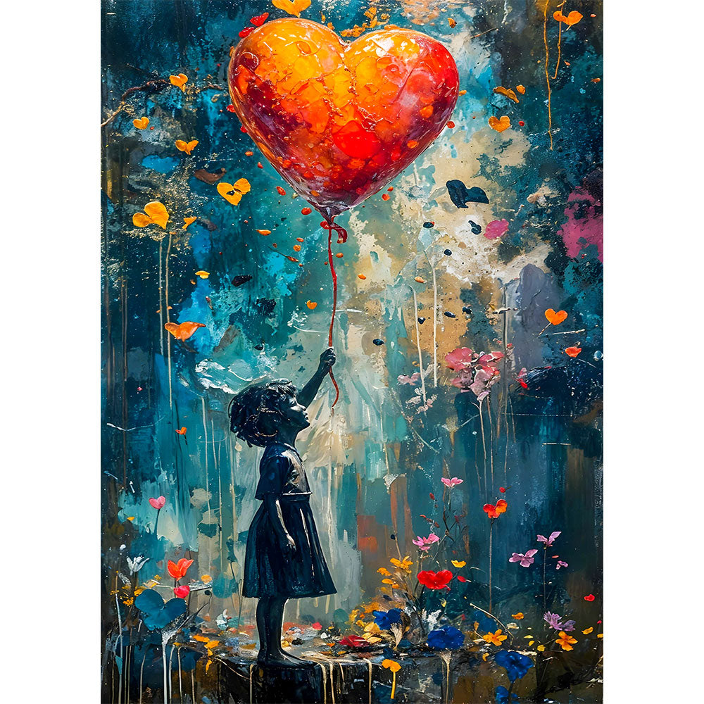 5D Diamond Painting mit AB-Effekt - Herzballon der Hoffnung, Unique-Diamond