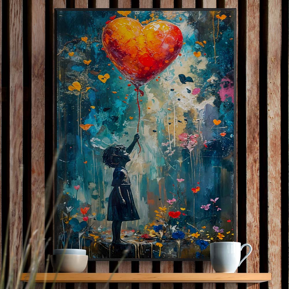 5D Diamond Painting mit AB-Effekt - Herzballon der Hoffnung, Unique-Diamond