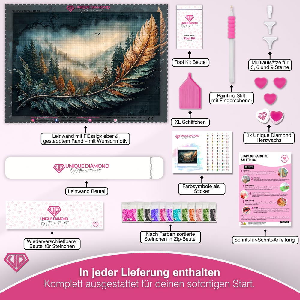 5D Diamond Painting - Mystische Feder Unique-Diamond