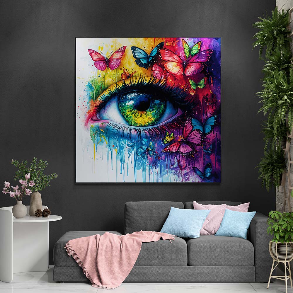 5D Diamond Painting mit AB-Effekt - Schmetterlingsblick mit 100 Farben, Unique-Diamond