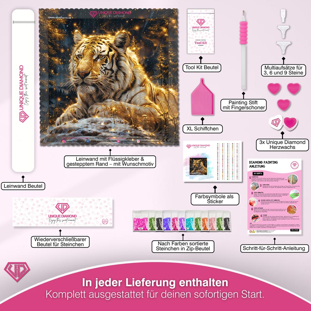 5D Diamond Painting – Tiger im Winterwald Unique-Diamond