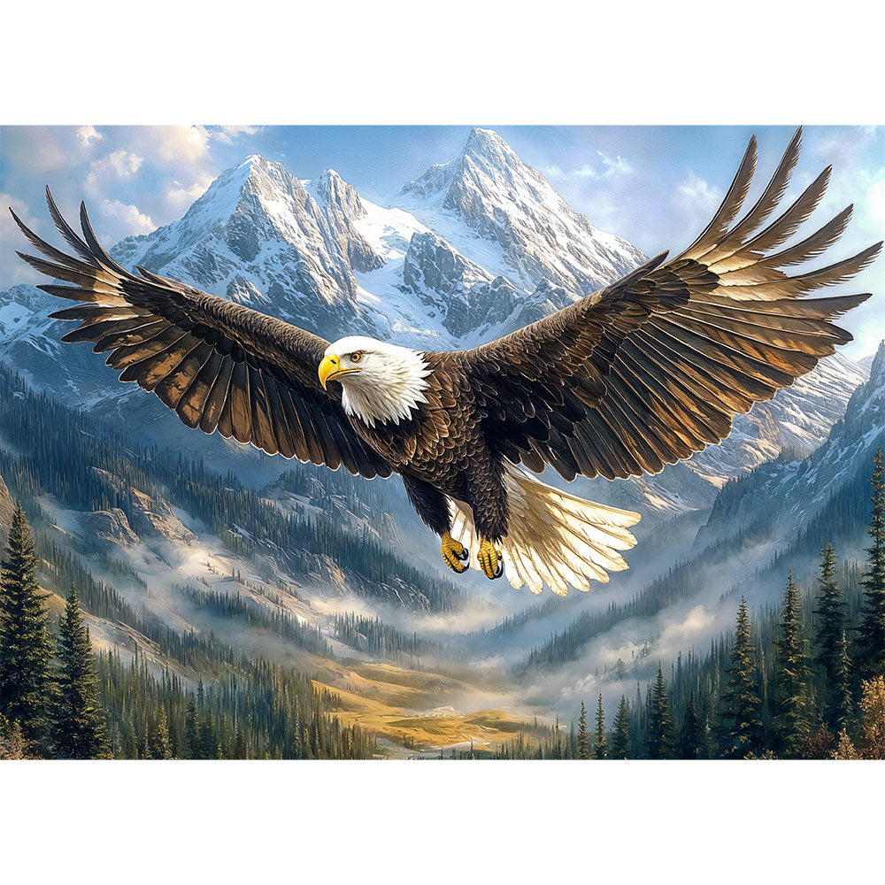 5D Diamond Painting mit AB Effekt – Adler in majestätischer Berglandschaft, Unique-Diamond