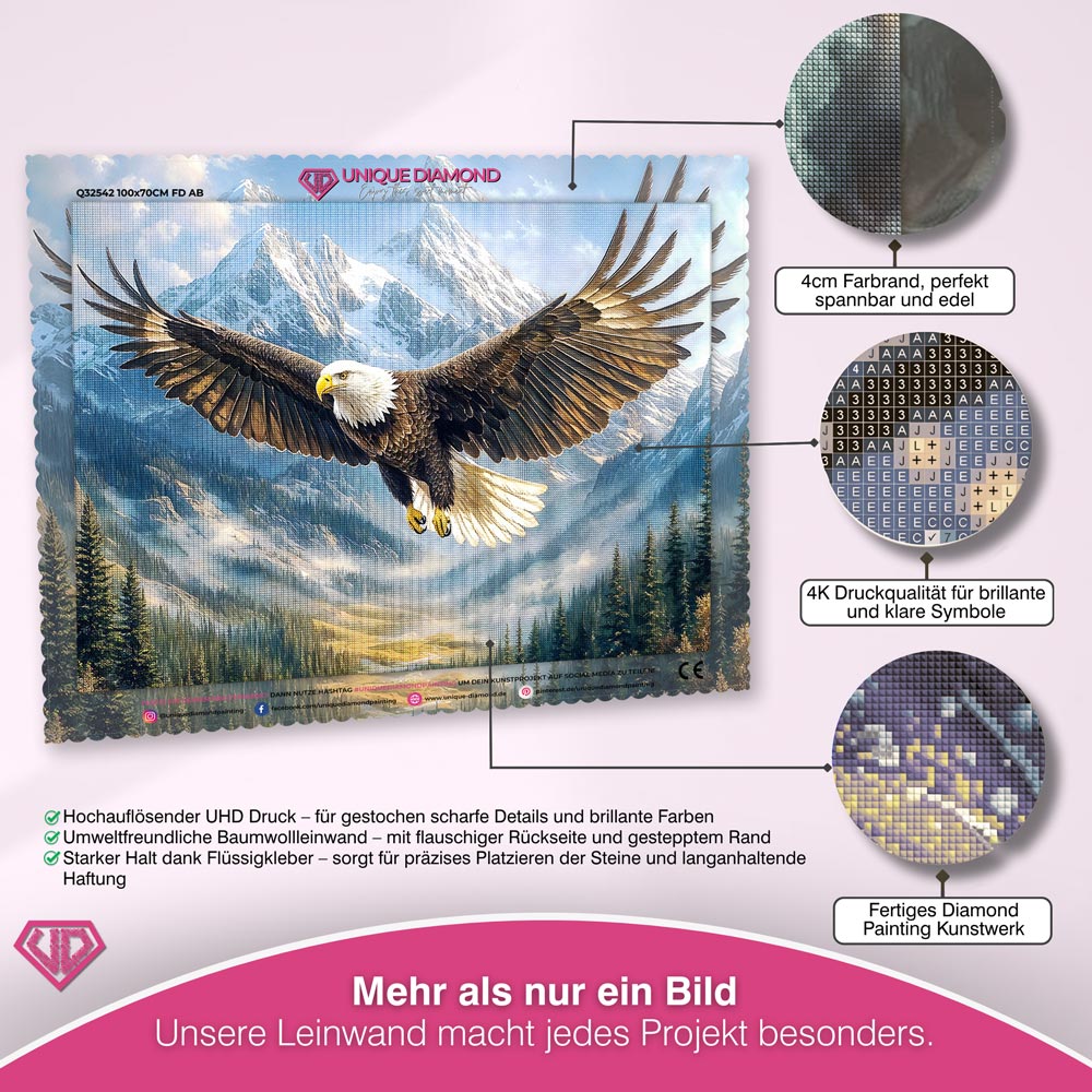 5D Diamond Painting – Adler in majestätischer Berglandschaft Unique-Diamond