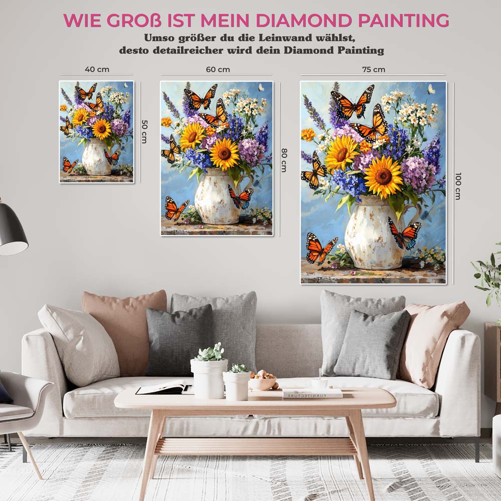 5D Diamond Painting mit AB-Effekt – Blühender Monarch, Unique-Diamond