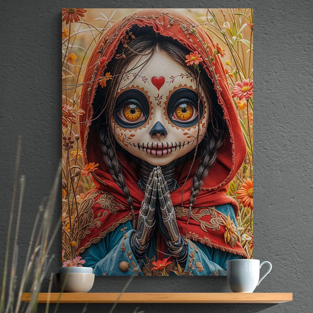 5D Diamond Painting mit AB Effekt – Blumenmädchen des Día de los Muertos, Unique-Diamond