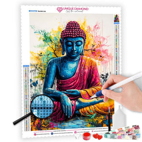 5D Diamond Painting mit AB-Effekt – Buddhas Farbenpracht, Unique-Diamond