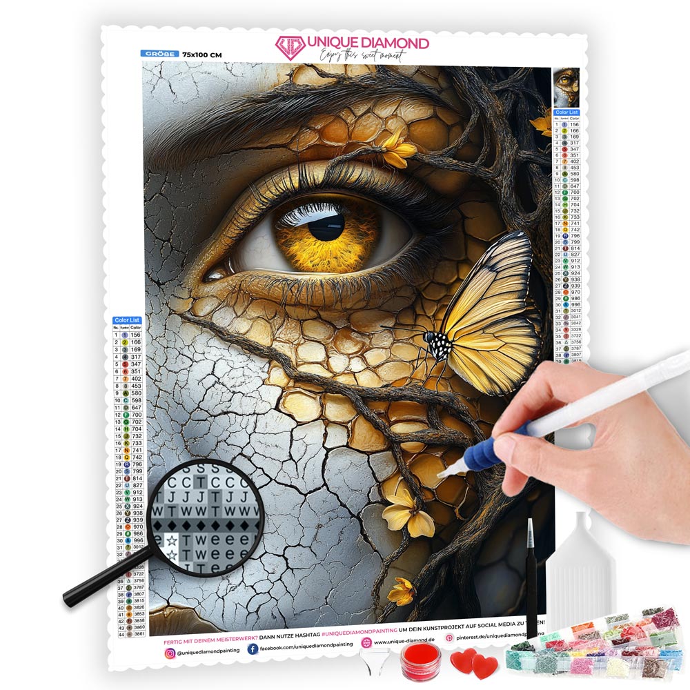 5D Diamond Painting mit AB-Effekt – Das Auge der Natur, Unique-Diamond