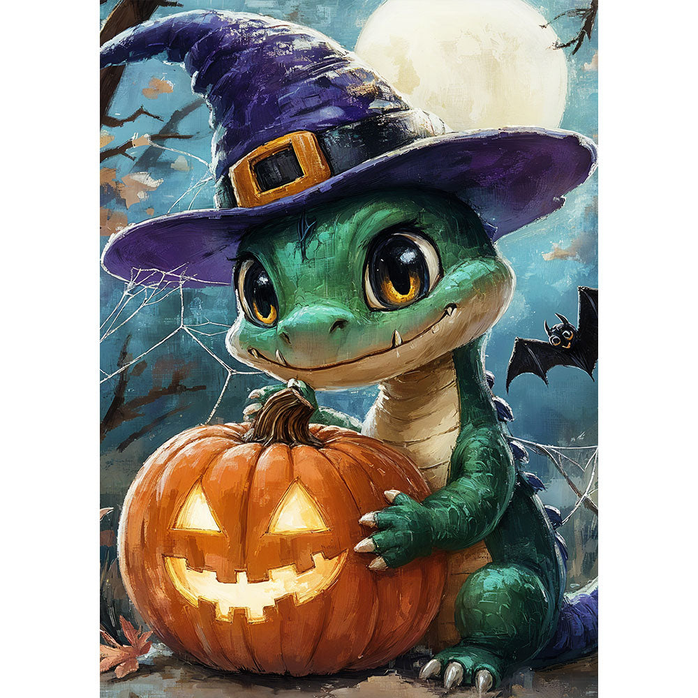 5D Diamond Painting mit AB-Effekt – Der Halloween-Drache, Unique-Diamond