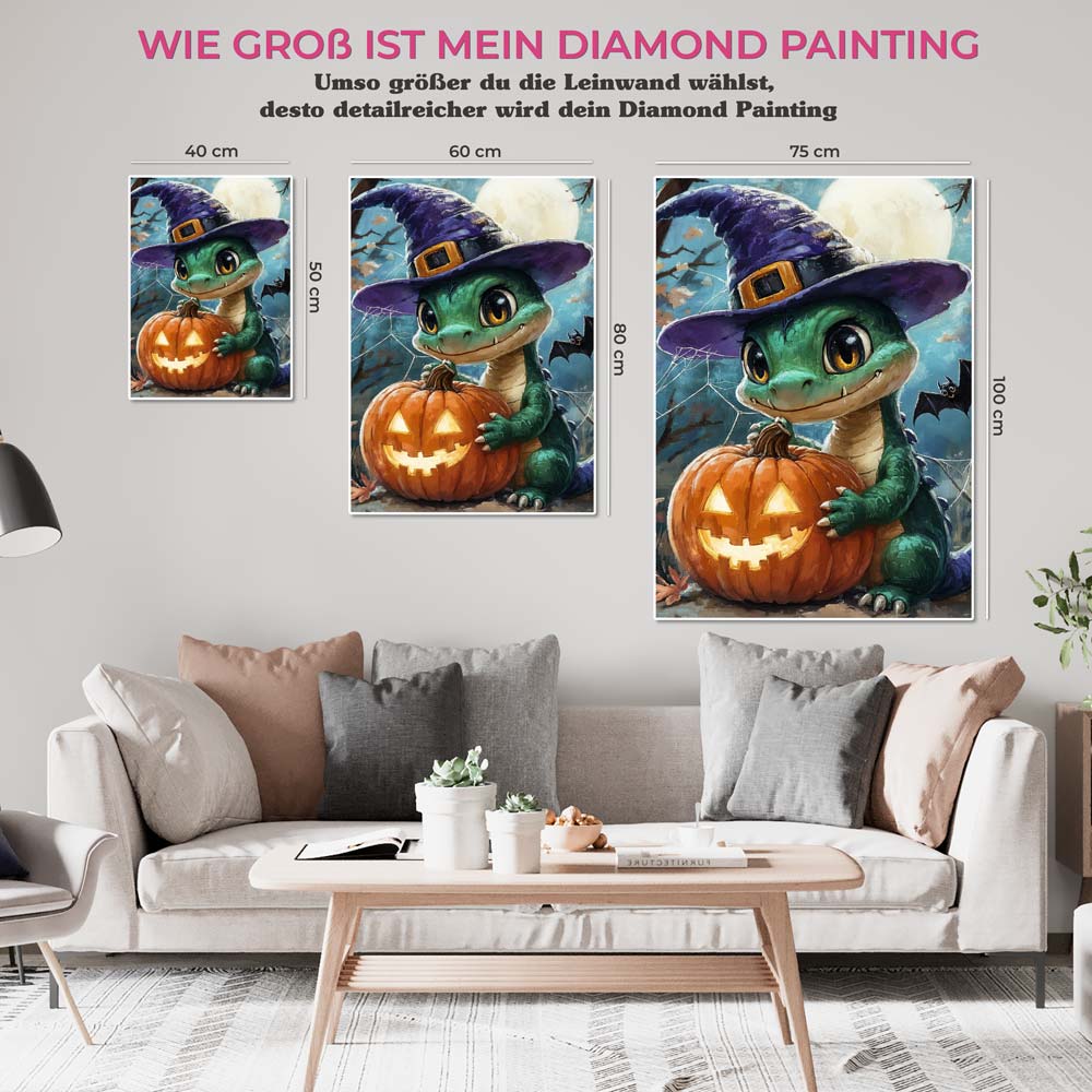 5D Diamond Painting mit AB-Effekt – Der Halloween-Drache, Unique-Diamond