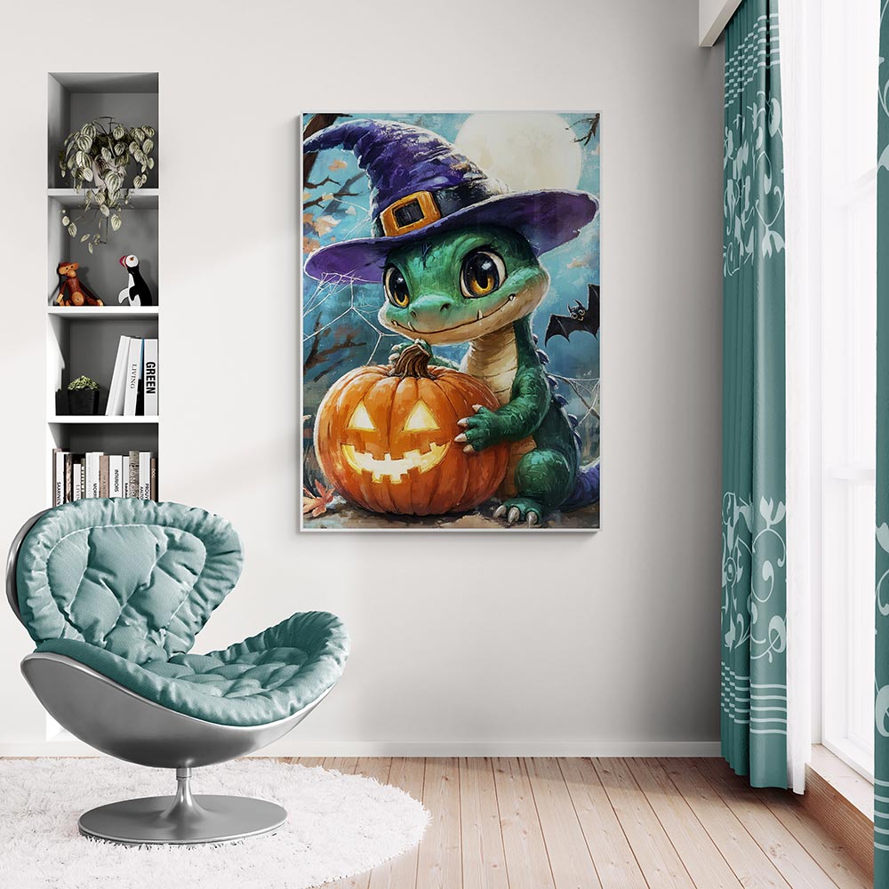 5D Diamond Painting mit AB-Effekt – Der Halloween-Drache, Unique-Diamond