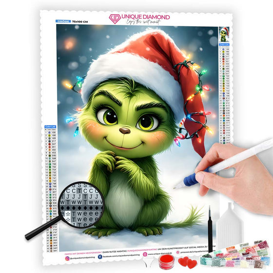 5D Diamond Painting mit AB-Effekt – Der Weihnachtliche Grinch, Unique-Diamond