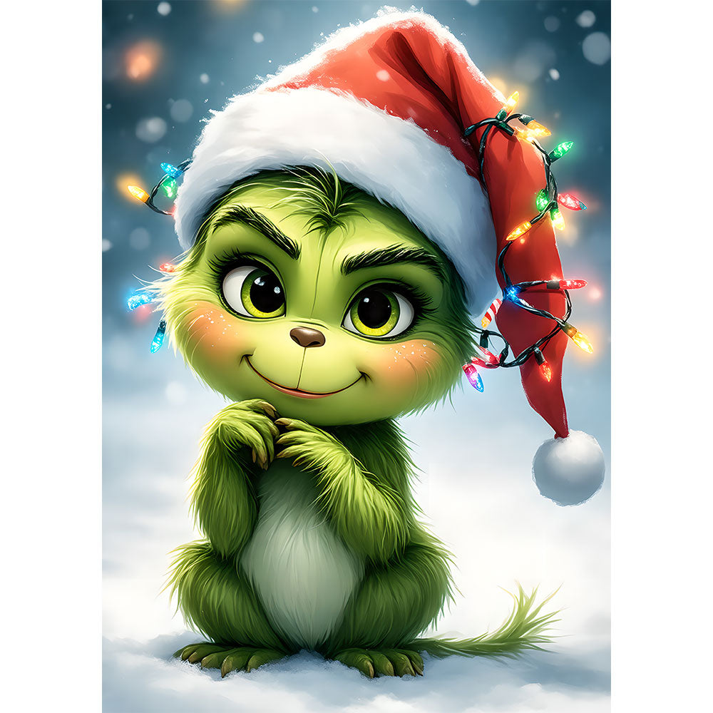 5D Diamond Painting mit AB-Effekt – Der Weihnachtliche Grinch, Unique-Diamond