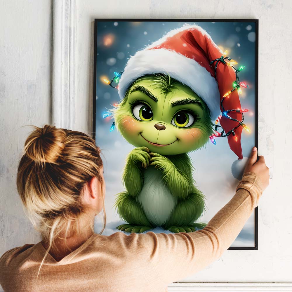 5D Diamond Painting mit AB-Effekt – Der Weihnachtliche Grinch, Unique-Diamond