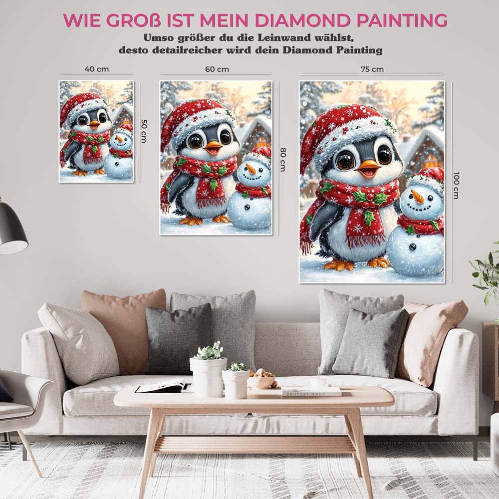 5D Diamond Painting mit AB-Effekt – Der festliche Pinguin, Unique-Diamond