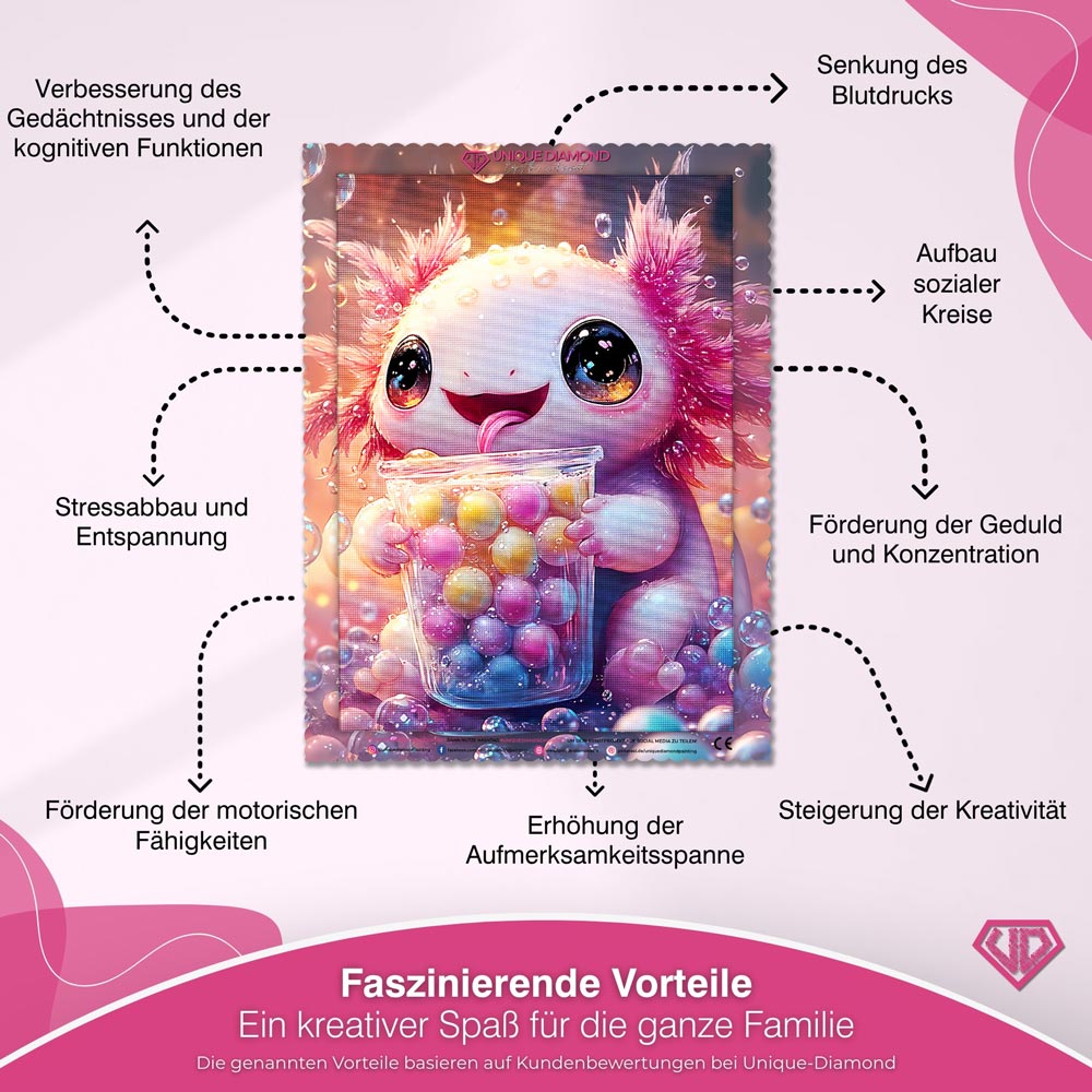 5D Diamond Painting – Der fröhliche Axolotl Unique-Diamond
