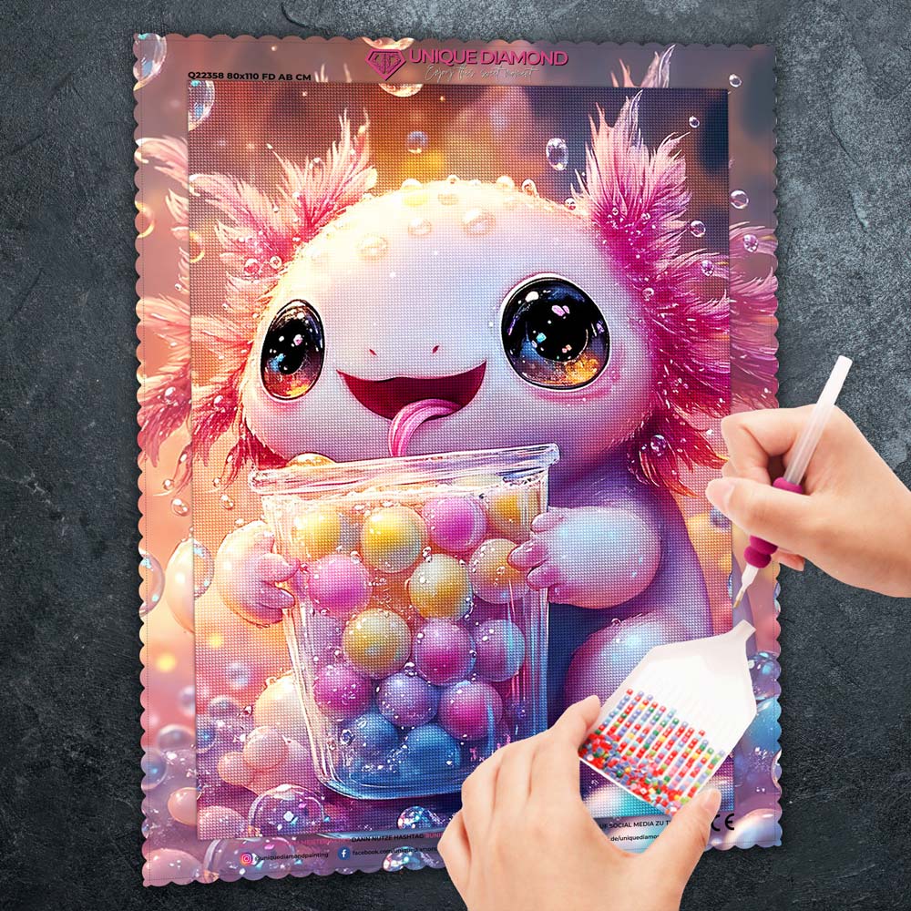5D Diamond Painting – Der fröhliche Axolotl Unique-Diamond