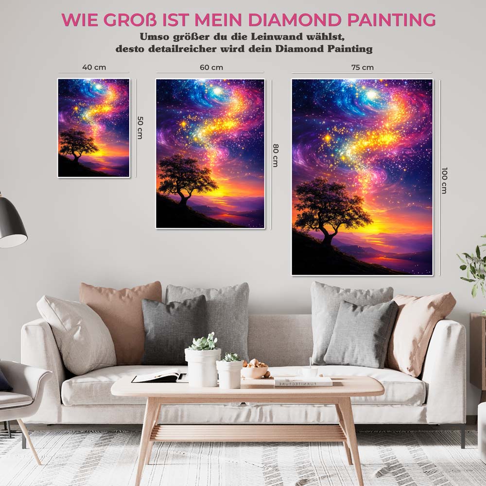 5D Diamond Painting mit AB-Effekt – Der funkelnde Sternenhimmel mit 100 Farben, Unique-Diamond