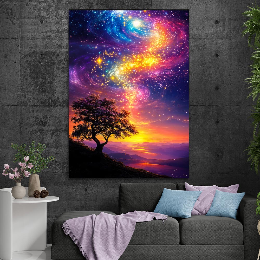 5D Diamond Painting mit AB-Effekt – Der funkelnde Sternenhimmel mit 100 Farben, Unique-Diamond