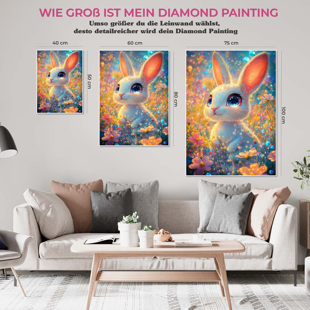 5D Diamond Painting mit AB-Effekt – Der magische Hasenblick, Unique-Diamond