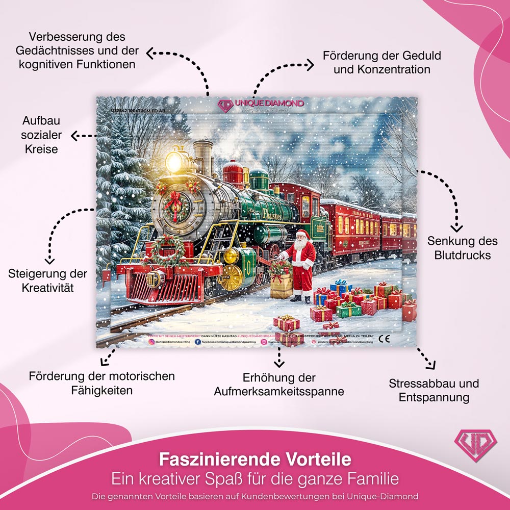 5D Diamond Painting – Die Weihnachtsbahn Unique-Diamond